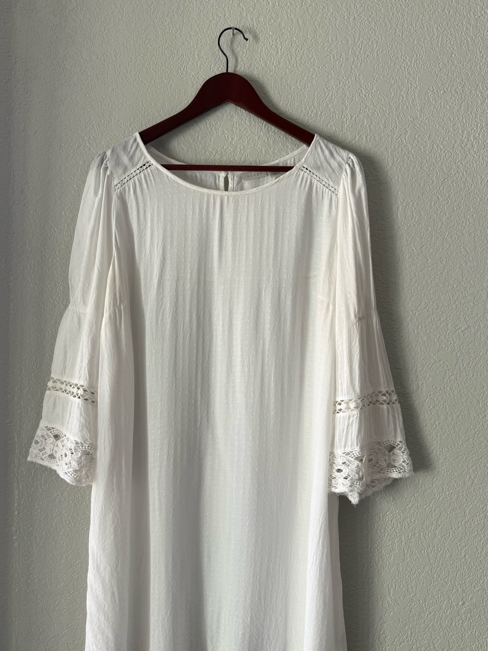 Hinge Nordstrom White Boho Lace Bell Sleeve Mini Dress Size Medium hinge White